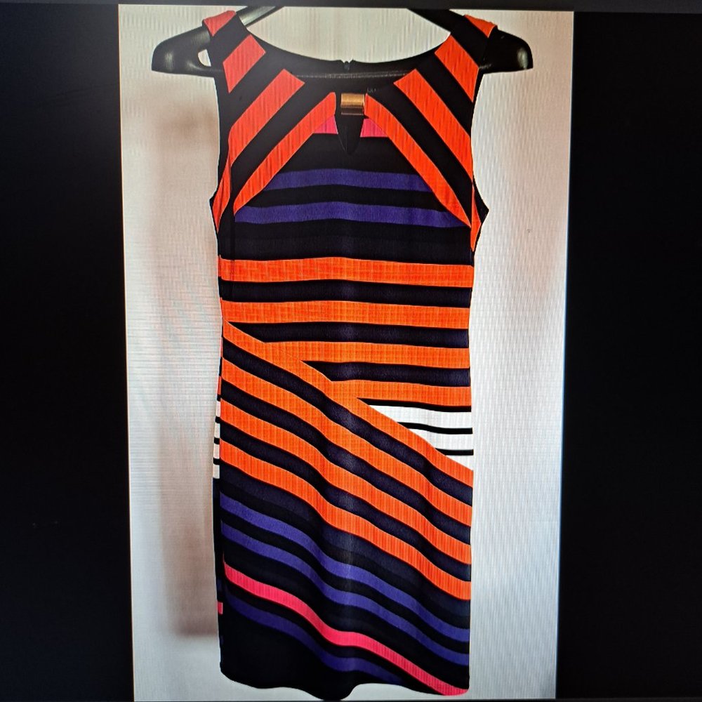FRANK LYMAN made in CANADA colorful dress Sz 6 Sleeveless OFFICE  A REAL GEM